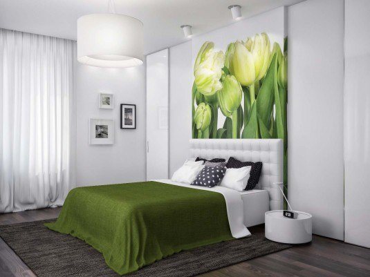 спальня в зеленом цвете дизайн фото 