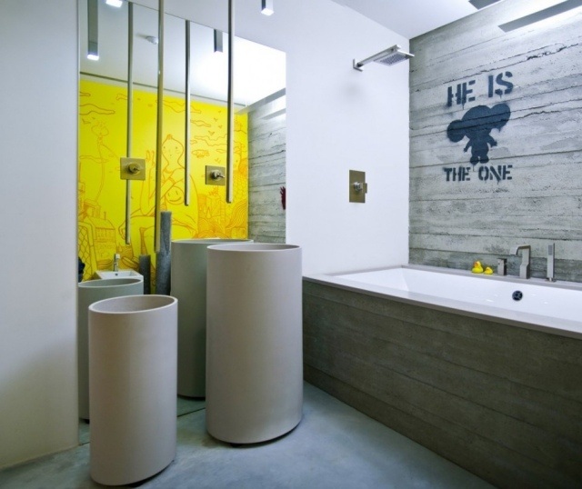интерьер ванной комнаты в стиле лофт фотографии