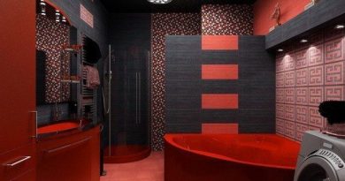 ванна кімната в червоно-чорному кольорі фото