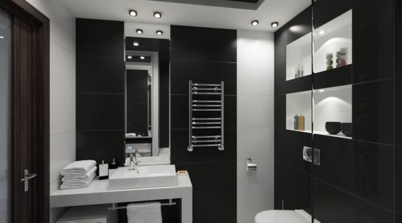 чорно-біла ванна кімната фото