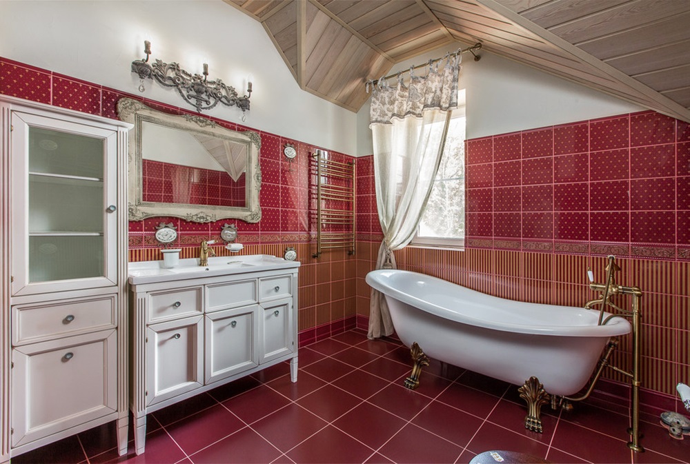 красная ванная комната фото