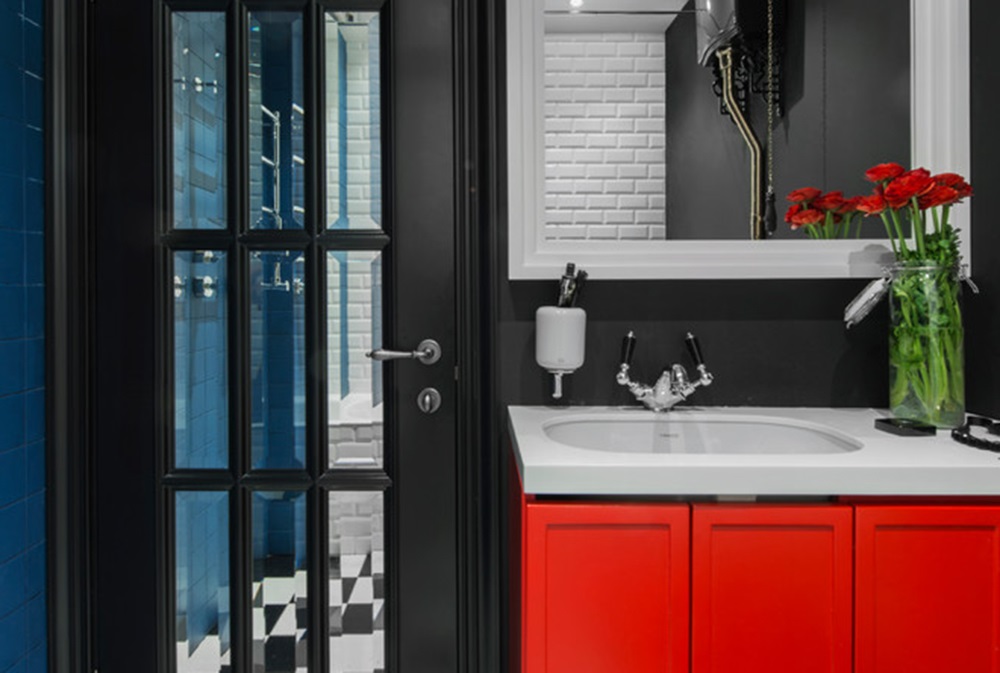 черно красная ванная комната фотографии